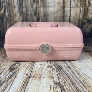 Vintage Caboodles Storage Make Up Case with Mirror Pink Marble Model 5626